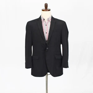 Kenneth Cole 42R Black Sport Coat Blazer Jacket Solid 1B Polyester - Picture 1 of 11