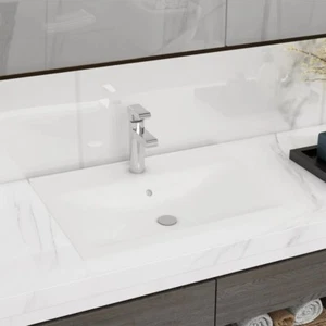 Luxus-Waschbecken mit Hahnloch Matt-Weiß 60x46 cm Keramik - Bild 1 von 6