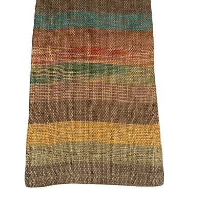 Crate & Barrel Mikkel Table Runner 14x90”  Cotton Linen Multi Stripes Woven - Image 1 of 4