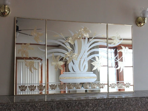 1980s Michael Brice Etched Floral Triptych Mirror Set Of 3 Cover