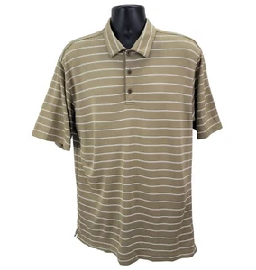 NIKE Golf Polo Shirt Men's Size Large Dri-Fit Bronze White Stripes Short Sleeve - Picture 1 of 6