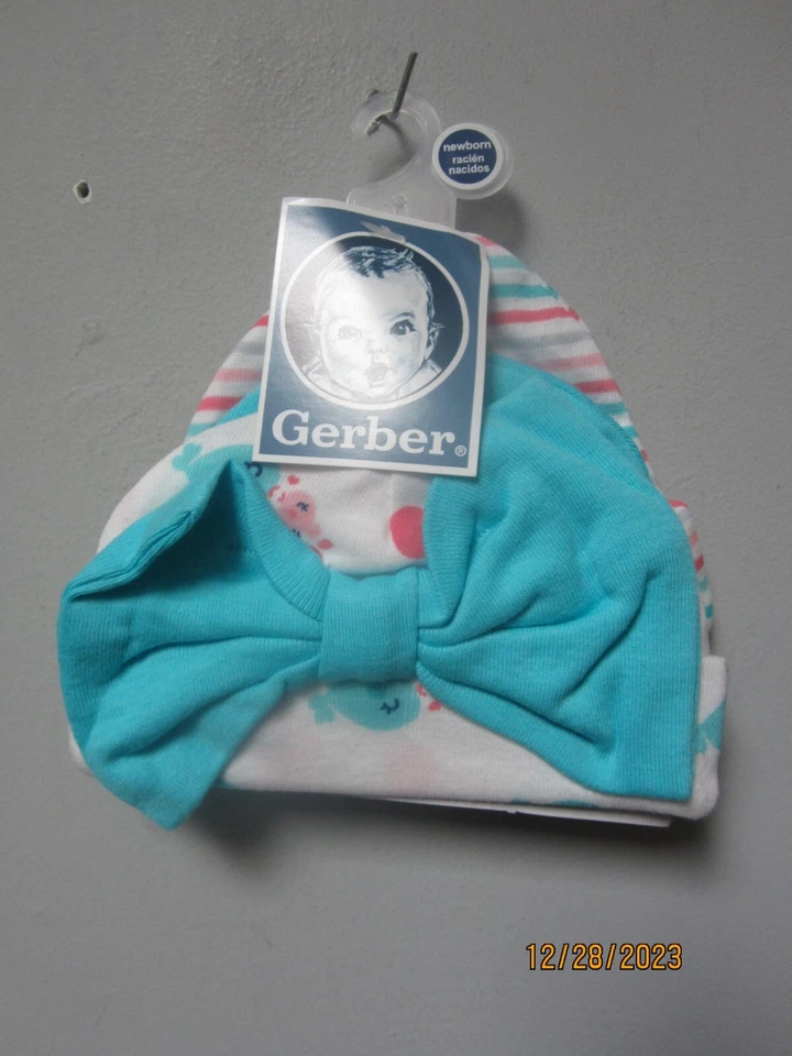 Bonés Gerber bebê menina 3 peças pássaros aquáticos tamanho recém-nascido - Imagem 1 de 2