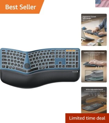 Backlit Wireless Ergonomic Keyboard, EK01 Plus Full Size Ergo Keyboard with W... - Image 1 of 4