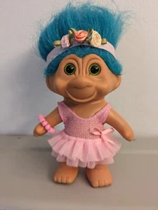 1991 TNT Troll Doll 5” Turquoise Hair Pink Ballerina Outfit Vintage - Picture 1 of 5