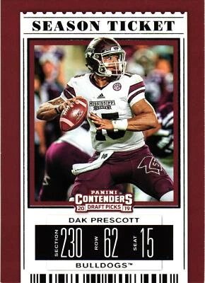 Dak Prescott 2019 Contenders Draft Picks #25 Mississippi State Bulldogs Cowboys - Image 1 of 2