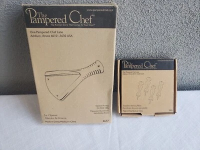 NIB Pampered Chef Lot Jar Opener #2677 + Stainless Steel Serving Picks #2905 NEW - Image 1 of 4