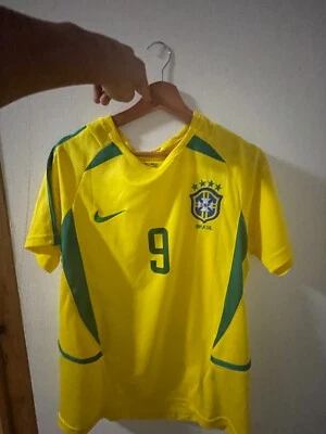 maillot de football vintage Brésil 2002 floqué Ronaldo R9 - Photo 1/4