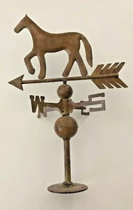Vintage Brass Horse Weathervane w/ Arrow, Spins Easily, 20" in Excellent Cond. - Picture 1 of 4
