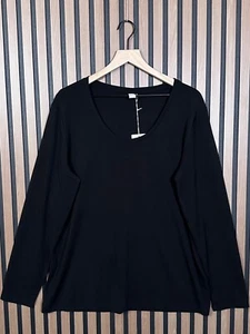 New Pari Passu T Shirt One Size Women Black Round Neck Long Sleeve Modal Stretch - Picture 1 of 8