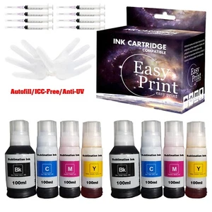 8PK Sublimation Ink for ET-2720 ET-16650 Heat Press Transfer on T-Shirt Mug - Picture 1 of 2