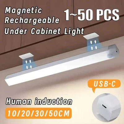LED Motion Sensor Under Cabinet Closet Light USB Rechargeable Kitchen Lamp Strip - Image 1 of 4