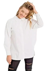 Rainbow Kaleidoscope Plus Size 22 White Tie Back Detail Quirky SHIRT TOP BLOUSE - Picture 1 of 6