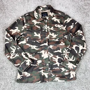 Sanctuary x Anthropologie Camo Utility Jacket Sz L Womens Long Sleeve Button - Picture 1 of 14