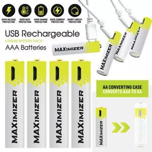 Best USB Rechargeable AAA Batteries Replace 800 Alkaline Batteries Eco-Friendly - Picture 1 of 6