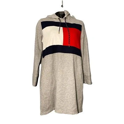 Tommy Hilfiger Women's Hoodie Sweatshirt Tunic Large Big Tommy Logo - Image 1 of 4
