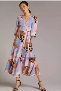 Anthropologie Hutch Bloom Wrap Midi Dress Size: XL Pink NWT - Picture 1 of 4