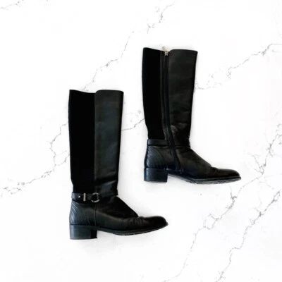 Aquatalia By Marvin K Orso Boots 6.5 Leather Tall Equestrian Black - Image 1 of 4