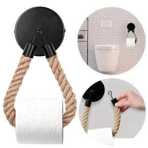 Punchless Toilet Roll Paper Holders Retro Tissue Holder New Wall Mounted Rack - Picture 1 of 7