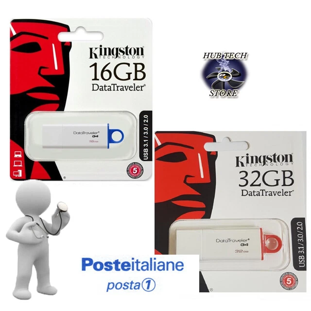 PENDRIVE MEMORIA PEN DRIVE CHIAVETTA USB KINGSTON G4 16GB 32GB USB 3.1 - Immagine 1 di 1