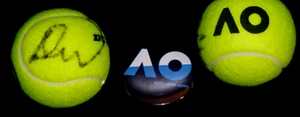 DENIS SHAPOVALOV  SIGNED  AUSTRALIAN OPEN TENNIS BALL +FREE AUSSIE OPEN BUTTON - Picture 1 of 1