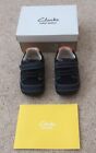 Boys First Clarks Shoes 'TinyTom' NEW boxed, size 5F Euro 21 Navy Leather