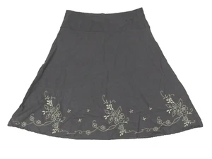 Atmosphere Skirt Grey Size 10 White Floral Embroidery A-Line Lined Linen Blend - Picture 1 of 8