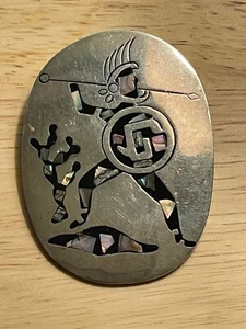 Spilla/Ciondolo Spilla Guerriero Tribale Abalone Messico Vintage Argento Sterling 925 - Foto 1 di 5