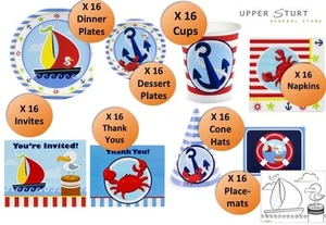 Anchors Aweigh Sailor Party VALUE Pack 128 Pce 16 Person Party Supplies - Imagen 1 de 10