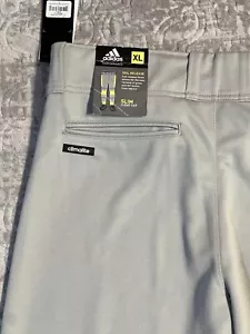 Adidas Baseball Pants Mens XL Grey Triple Stripe Open Bottom Slim Cleat Cut New - Picture 1 of 10