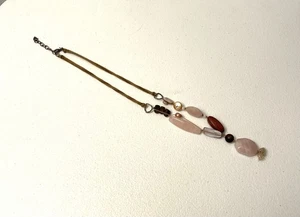 SILPADA .925 Sterling Silver Pearl Rose Quartz Stone Leather Necklace N1424 Vtg - Picture 1 of 5