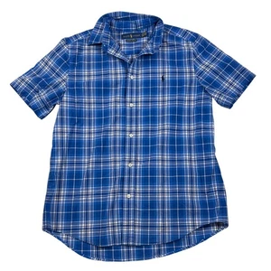 Ralph Lauren Kinder Hemd blau kariert Button Down Natur Stretch XL TG 18 20 - Bild 1 von 7