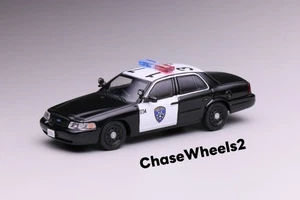 596 1:64 Black Ford CV CROWN VICTORIA Oakland Police Diecast Model Car Limited - Picture 1 of 5