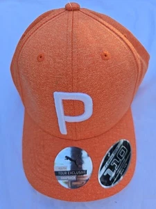 Puma Tour Exclusive P Logo Youth Snapback Hat Cap Orange Golf  - Picture 1 of 7