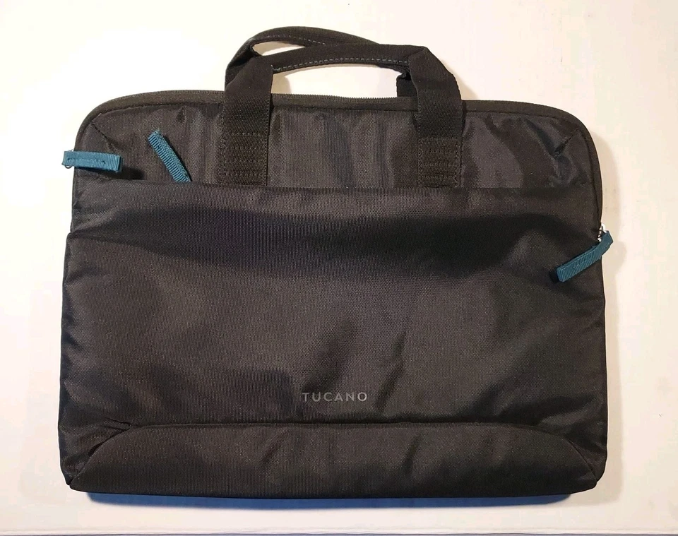 Tucano 14.5 X 10.5 约笔记本电脑/笔记本电脑单肩包或提手包(黑色/青绿色)  — 第 1/4 张图片