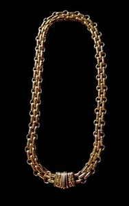 Vintage goldfarbene geflochtene Netzkette Halskette mit Magnetverschluss 15" Länge NK#18 - Bild 1 von 5