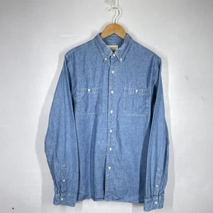 Ralph Lauren Denim Shirt Mens XL Blue Chambray Utility Chore Western Vintage - Picture 1 of 10