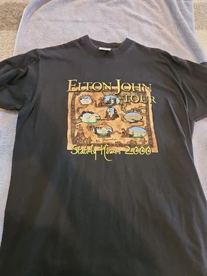 Camiseta vintage BG Deluxe para hombre Elton John negra talla XL Foto 1 de 4