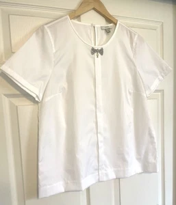 Top blanco con lazo con joyas JCrew | Mujer talla 12 | Libre de humo sin manchas | Limpio - Imagen 1 de 6