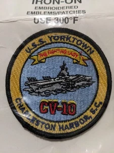 3" U.S.S. YORKTOWN CV-10 Charleston Harbor. S.C. Embroidered Emblem Patch New - Picture 1 of 2
