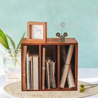 Book Holder Wood Storage Shelf Bookcase Sturdy Cosmetics Holder Display Shelf - Image 1 of 4