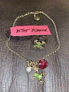 Betsey Johnson Frog Ankle Bracelet with Matching Frog Toe Ring Retired New - Picture 1 of 7