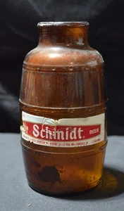 "Botella de cerveza Schmidt vintage, vidrio marrón, redonda de 5 1/2"" de alto barranco confederado MT" - Imagen 1 de 7