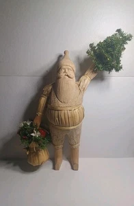 Vintage geschnitzter Stroh, Holz Weihnachtsmann 19". Sehr schöner Zustand!! - Bild 1 von 5