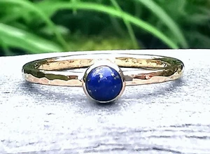14k Gold Filled Lapis Lazuli Hammered Stacking Ring Handmade ALL SIZES - Picture 1 of 4