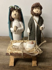 Vintage Artaffects Simple Wonders Carol Roeda Clay Nativity Set 7” Tall Signed - Picture 1 of 5