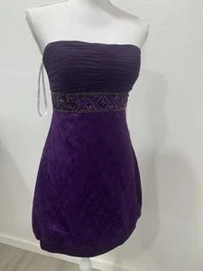 NWT Studio SW SUE WONG Size 6 Beads Lace Strapless Party Prom Dress Zip Purple - Picture 1 of 24