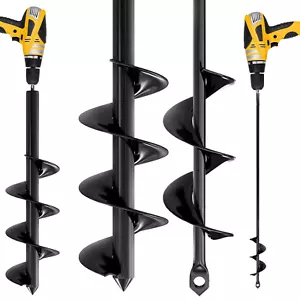 New Auger Drill Bit Set 2 Pack - Garden Tool for Planting & Umbrella Holes - Picture 1 of 12