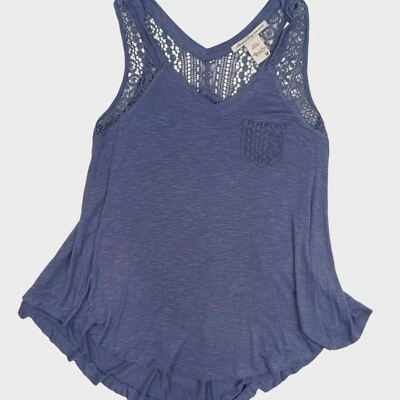 Blusa sin mangas de encaje azul American Rag para mujer talla M bolsillo fluido alto-bajo Foto 1 de 4