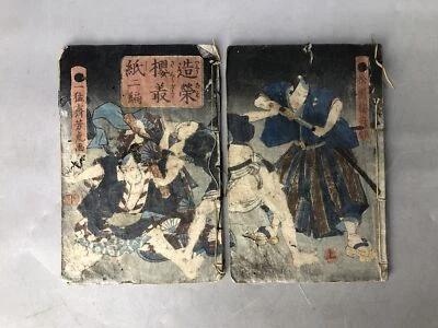 Y8219 IMPRESIÓN EN BLOQUES DE MADERA libro estilo japonés Yoshitora Ezoushi Japón Ukiyoe antiguo Foto 1 de 4