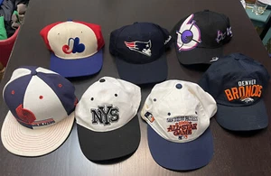 7 Vintage hats Padres Trailblazers Expos Broncos Patriots Nys Lot - Picture 1 of 4